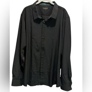 DiBanGu Men’s Black Silk Like Fabric Casual Shirt